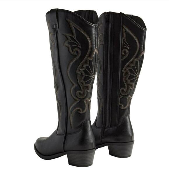 New! Never worn! TORRID Western Knee Boot Extra Wide Calf Black Size 8 - Picture 4 of 11